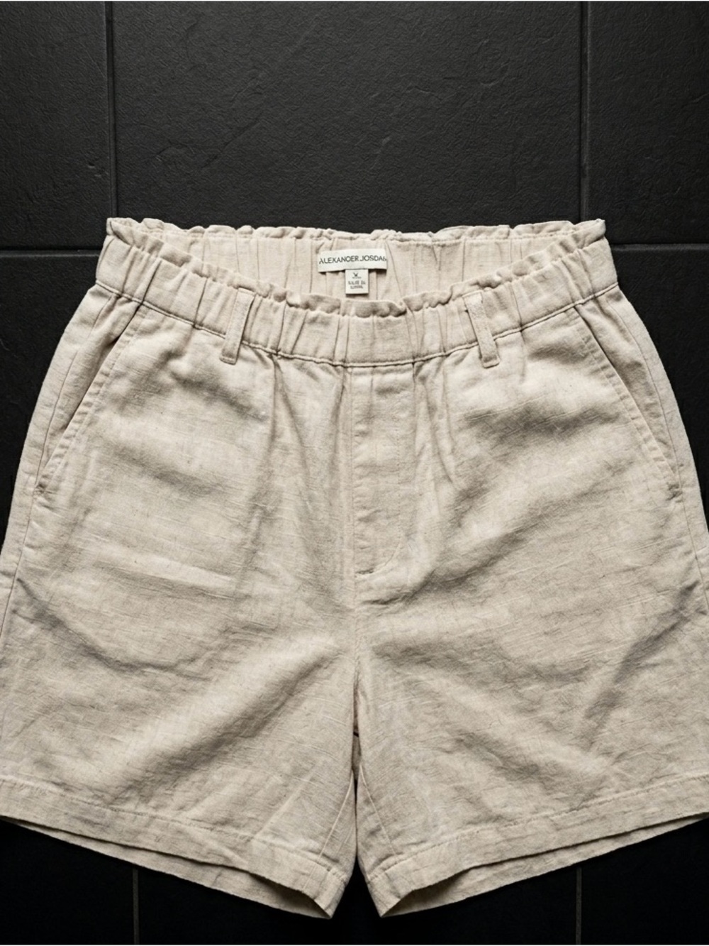 Neutral Linen Blend Paperbag Waist Shorts XL